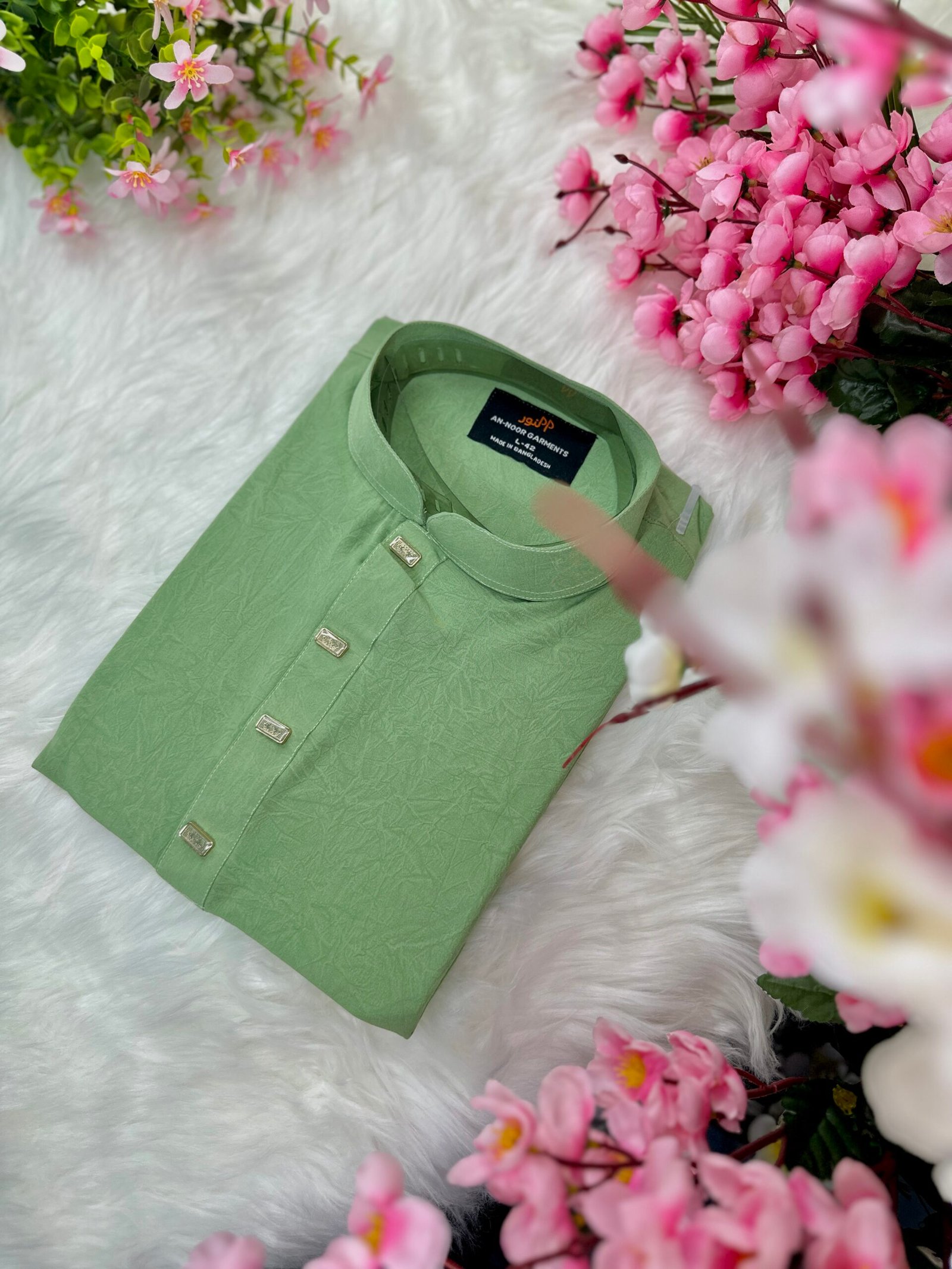 Olive Mint Breeze Panjabi by Sh Premium